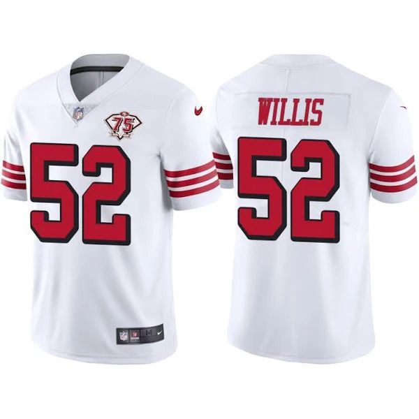 Men San Francisco 49ers #52 Patrick Willis White 75th Anniversary Throwback Limited NFL Jersey